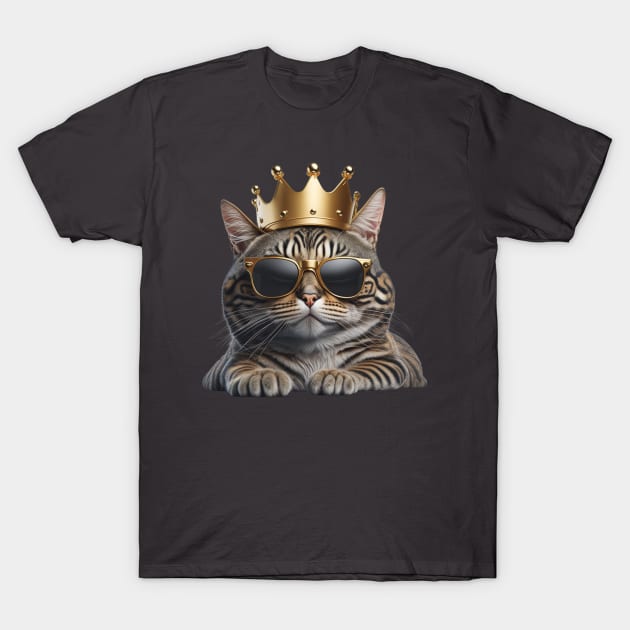 Cute Tabby Cat Wearing a Crown, Cat wearing Glasses T-Shirt by Sovereign Species